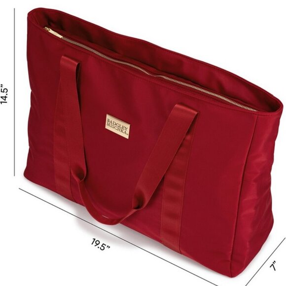 Badgley Mischka Nylon Travel Weekender Tote Bag In Red, NWT - Picture 3 of 3